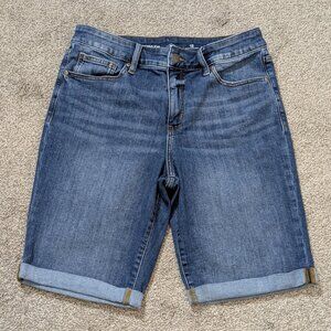 ST. JOHN'S BAY Blue Stretch Denim High Rise Cuffed Bermuda Shorts; Size 12